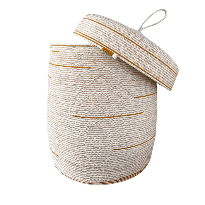 Laundry basket - with lid - made with organic cotton thread