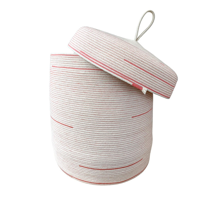 Laundry basket - with lid - made with organic cotton thread