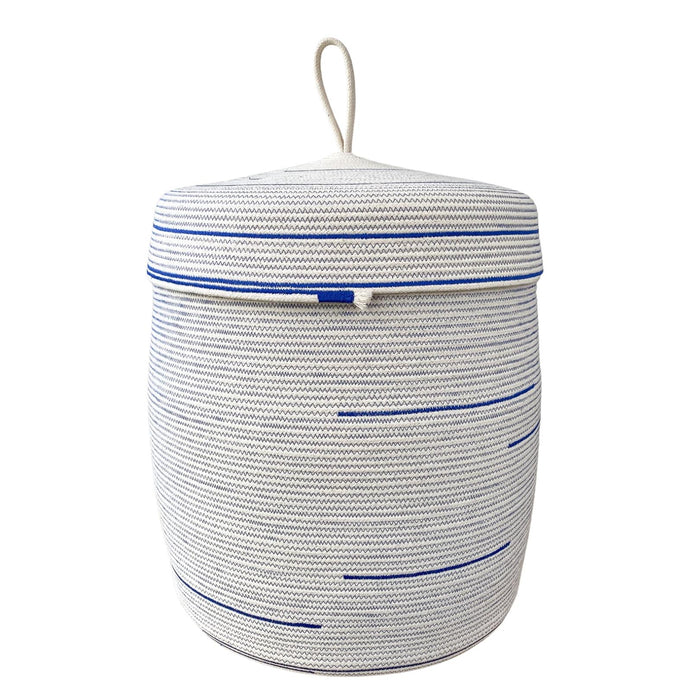 Laundry basket - with lid - made with organic cotton thread